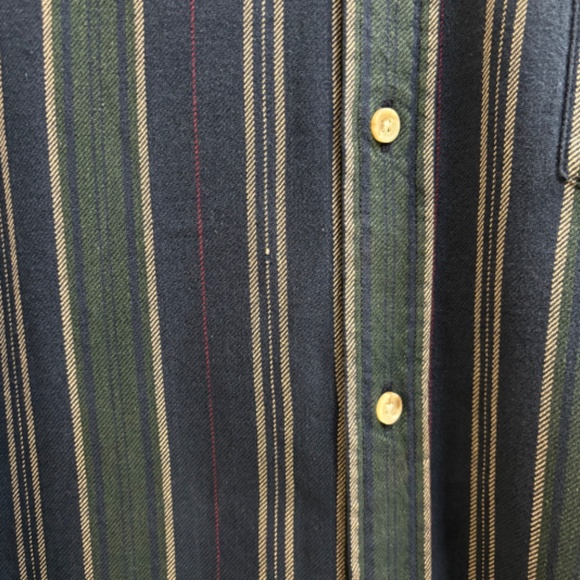 Duckhead Men’s Striped Flannel Button Down Navy Blue Green Vintage 90s Y2K XL - Picture 7 of 13